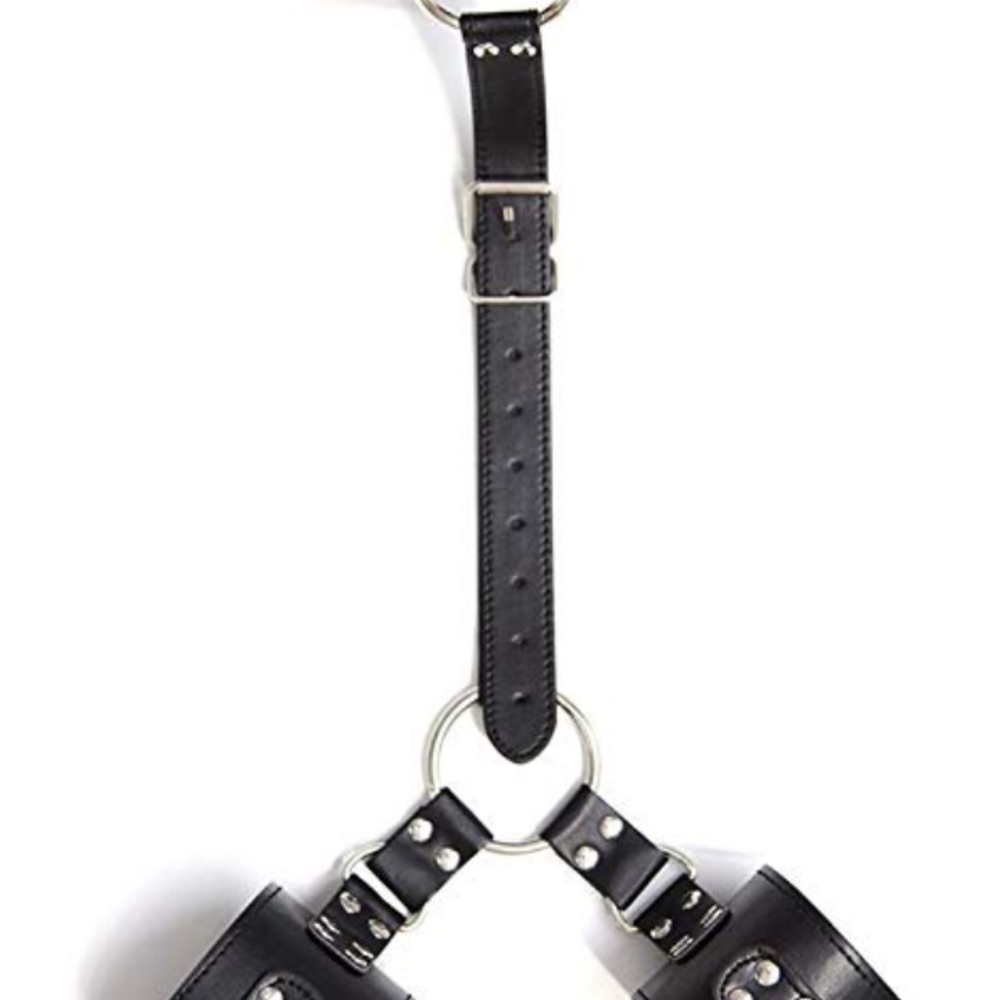 Leather fetish collar and cuffs